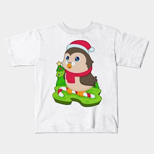 Owl Christmas Candy cane Kids T-Shirt